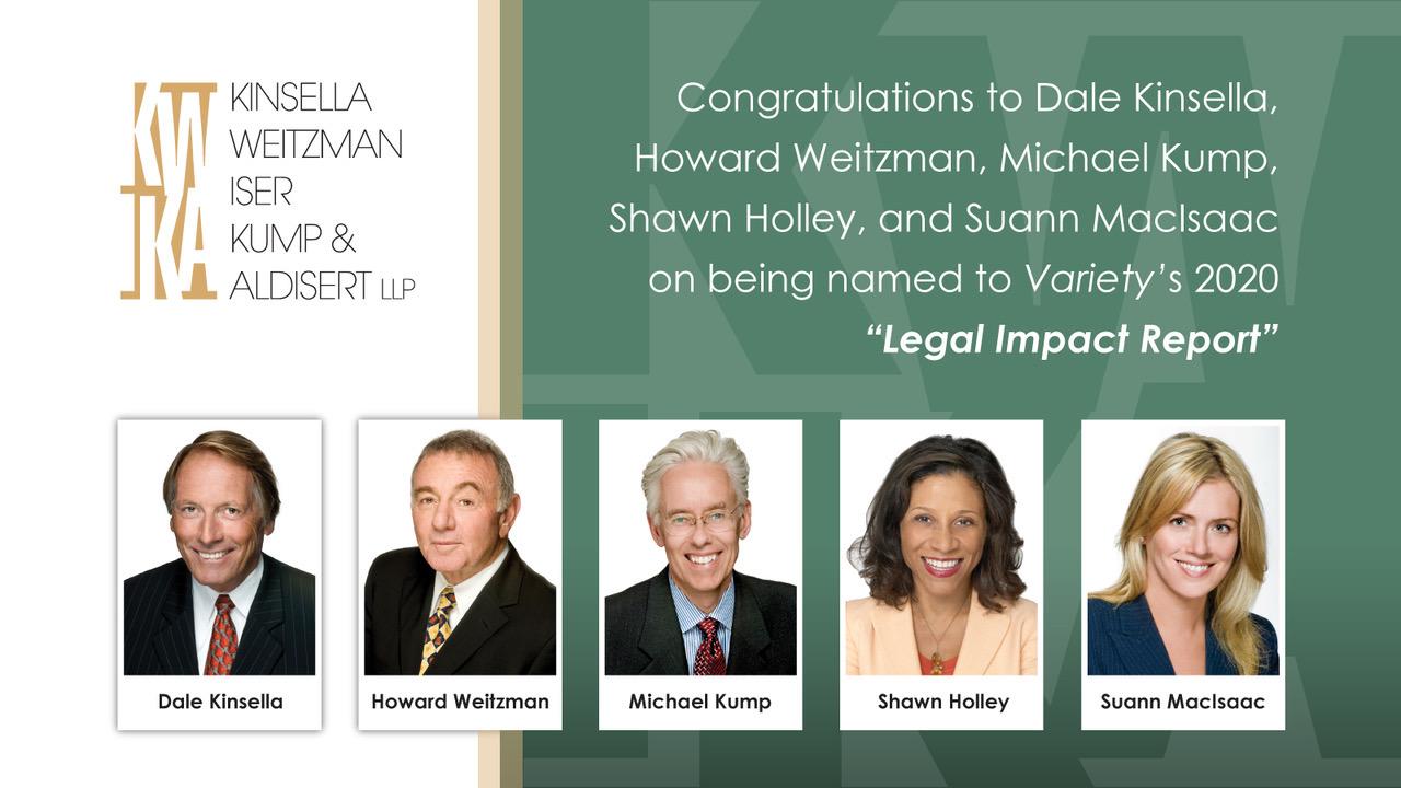 Five KWIKA Attorneys Named to Variety’s 2020 “Legal Impact Report